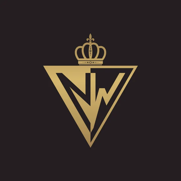 Inicial Duas Letras Metade Logotipo Triângulo Ouro — Vetor de Stock