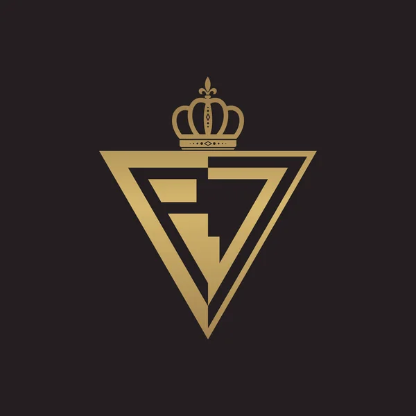 Eerste Twee Brief Helft Logo Driehoek Goud — Stockvector