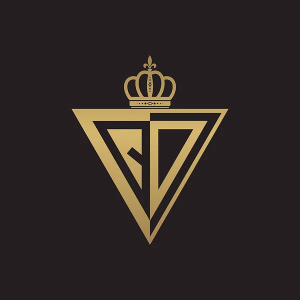 Початкова Дві Літери Наполовину Логотип Трикутник Золотий — стоковий вектор
