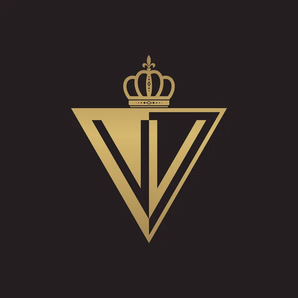 Yarım Logo Üçgen Altın Ilk Iki Harfi — Stok Vektör