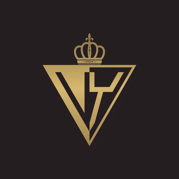 Inicial Duas Letras Metade Logotipo Triângulo Ouro —  Vetores de Stock
