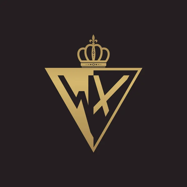 Inicial Dos Letras Medio Logotipo Triángulo Oro — Archivo Imágenes Vectoriales
