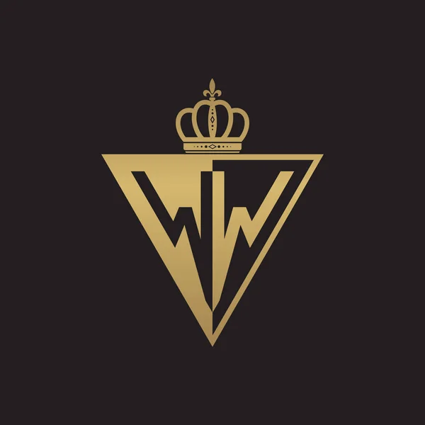 Első Két Fél Logo Háromszög Arany Levél — Stock Vector