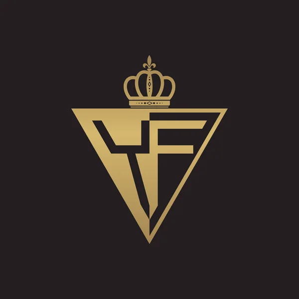 Första Två Brev Halva Logotyp Triangel Guld — Stock vektor