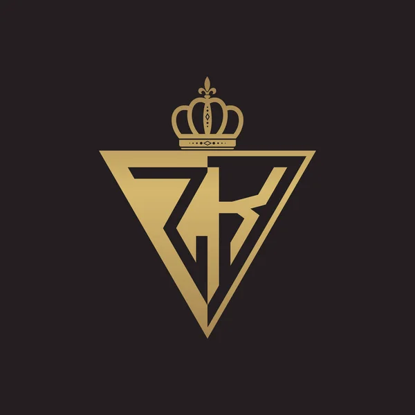 Dwóch Pierwszych List Pół Logo Złoty Trójkąt — Wektor stockowy