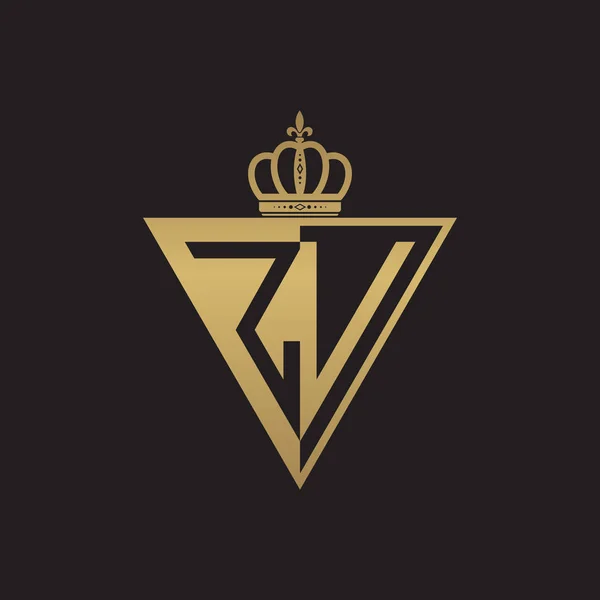 Inicial Dos Letras Medio Logotipo Triángulo Oro — Vector de stock