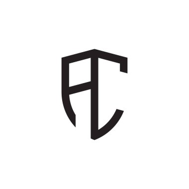 Başlangıç harfi çizgi kalkan şekli logosu