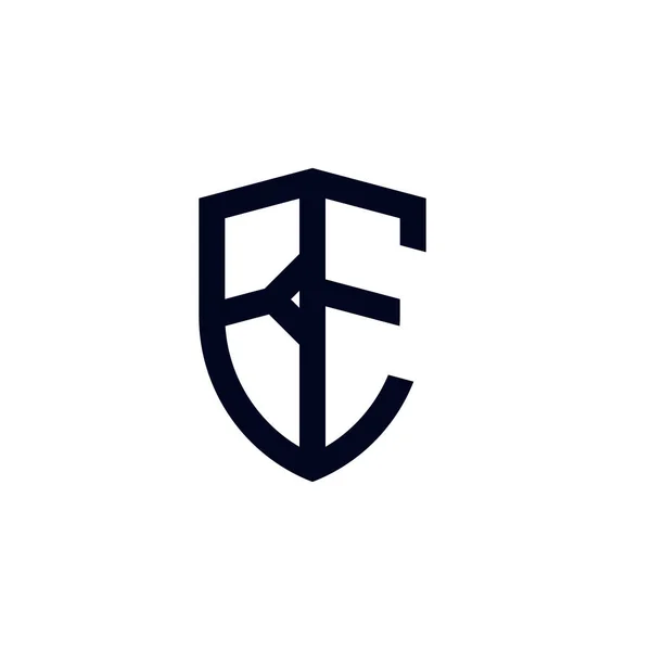 Lettres Initiales Ligne Bouclier Forme Logo — Image vectorielle