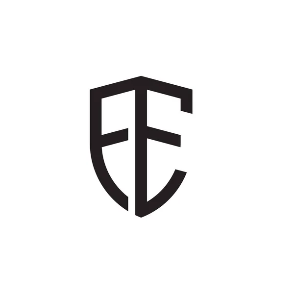Letras Iniciales Línea Escudo Forma Logo — Vector de stock