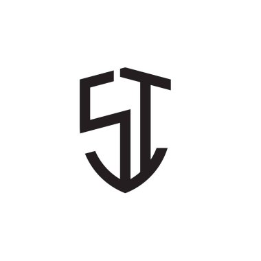 Başlangıç harfi çizgi kalkan şekli logosu