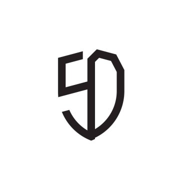 Başlangıç harfi çizgi kalkan şekli logosu