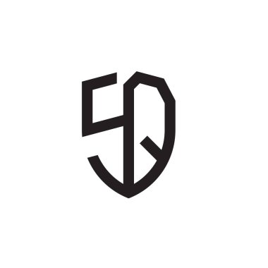 Başlangıç harfi çizgi kalkan şekli logosu