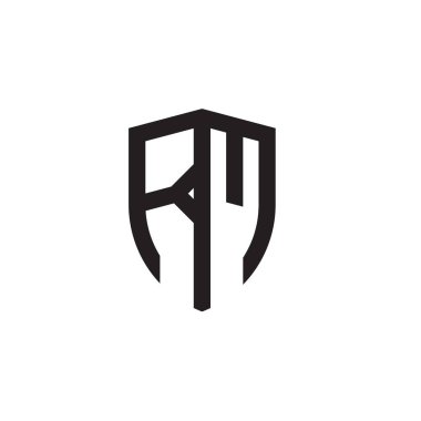 Başlangıç harfi çizgi kalkan şekli logosu