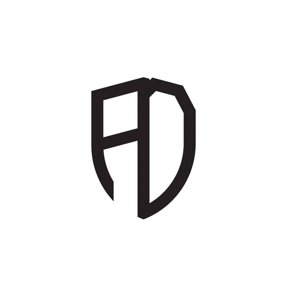Lettres Initiales Ligne Bouclier Forme Logo — Image vectorielle