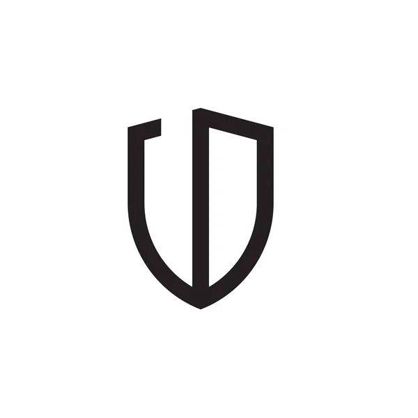 Letras Iniciais Linha Escudo Forma Logotipo — Vetor de Stock