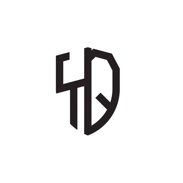 Letras Iniciales Línea Escudo Forma Logo — Vector de stock