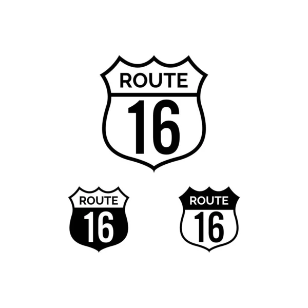 Route Symbool Vector Zwarte Kleur — Stockvector