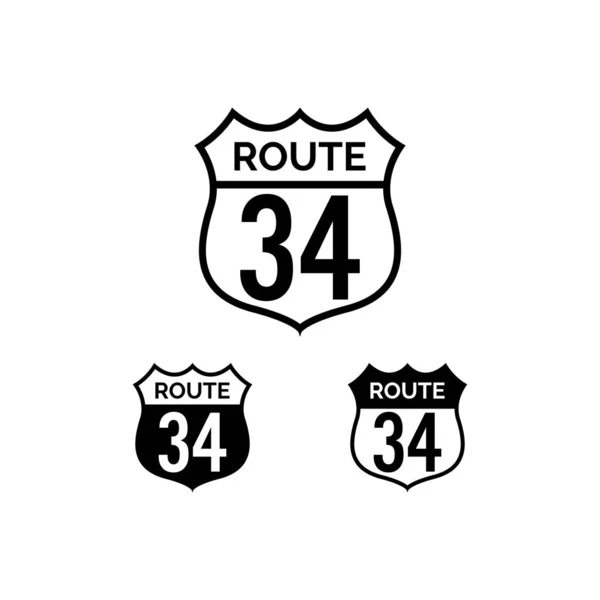 Route Symbool Vector Zwarte Kleur — Stockvector