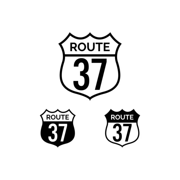 Route Symbool Vector Zwarte Kleur — Stockvector