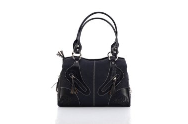 Beyaz bir arka plan üzerinde deri bayan çanta