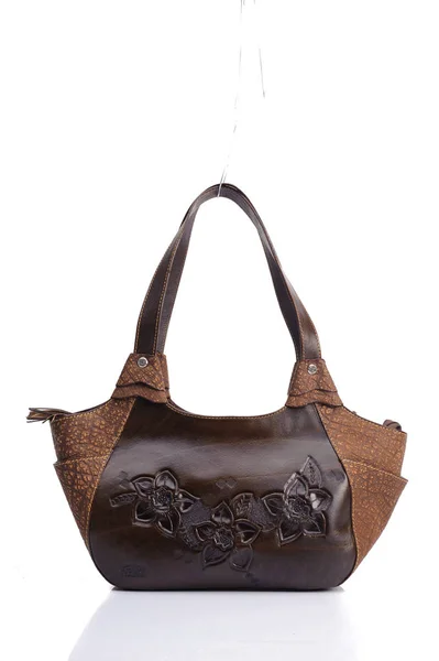 Leather female bag on a white background — Stock Photo, Image