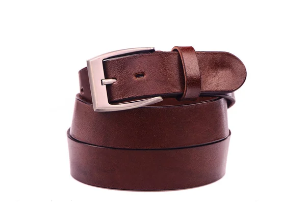Leather belt.Isolated on white — Stock Photo, Image