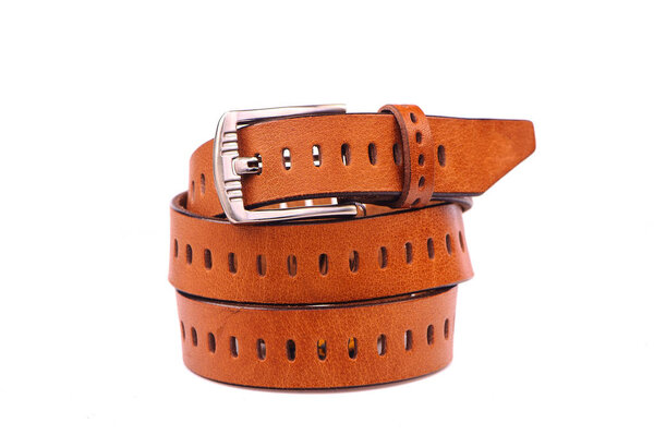 Leather belt.Isolated on white