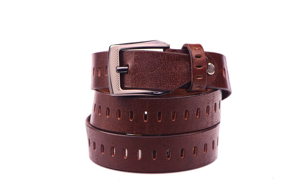 Leather belt.Isolated on white