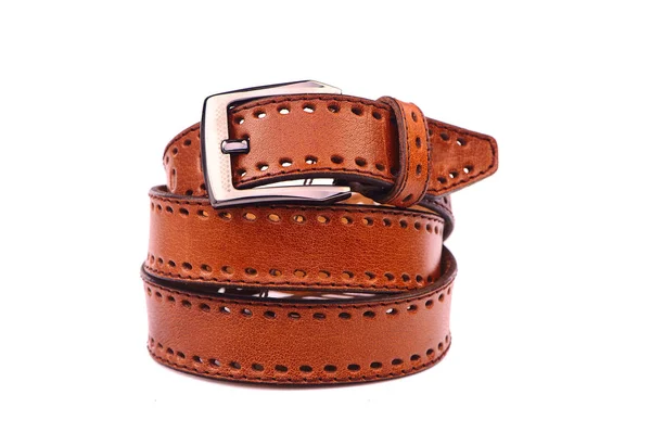 Leather belt.Isolated on white — Stock Photo, Image