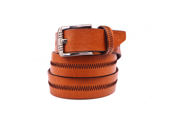 Leather belt.Isolated on white
