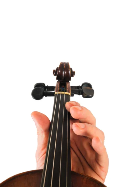 Βιολί στο χέρι, απομονωμένες — Φωτογραφία Αρχείου