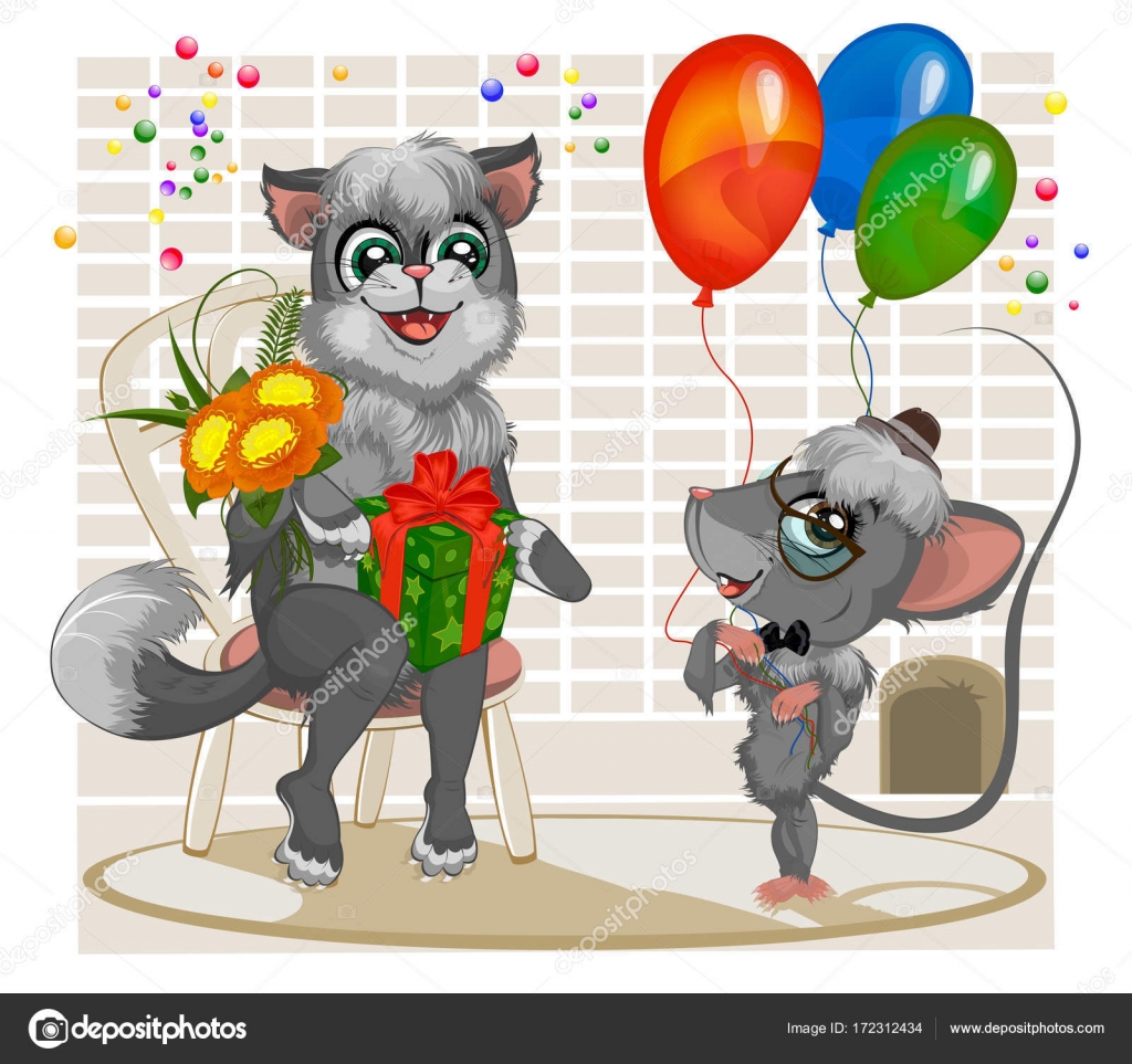 Souris A Souhaite Un Joyeux Anniversaire Chat Image