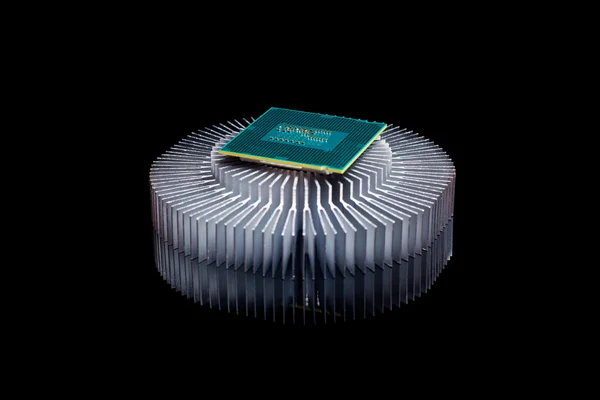 CPU processador de computador chip com coole — Fotografia de Stock