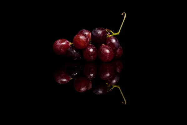 Siyah arka plan üzerine izole kırmızı üzüm demet