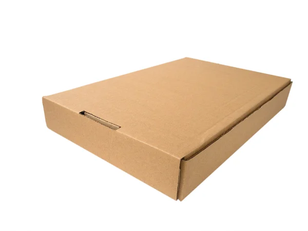 Flat cardboard box isolated on white — Stock Photo, Image