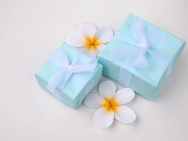 Deux boîtes cadeaux bleues — Photo