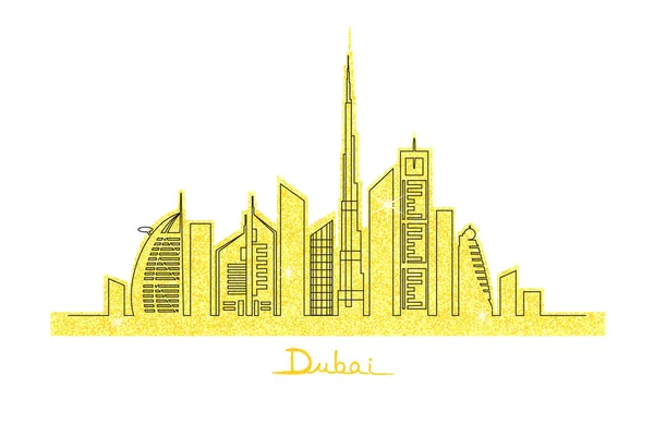Dubai city on the golden glitter — Stock Vector
