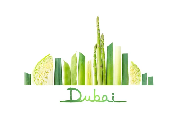 Dubai city landmarks made of vegetables — Stock Photo, Image