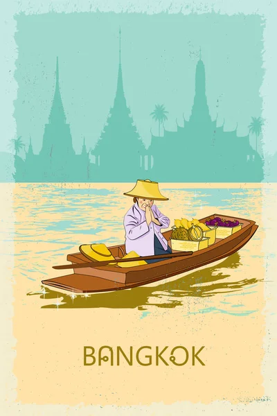 Poster retro de Bangkok — Vetor de Stock