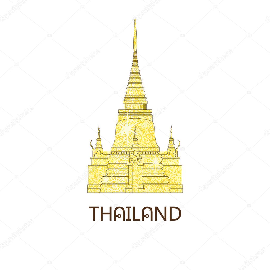Buddhist wat temple in Bangkok Thailand on the golden glitter