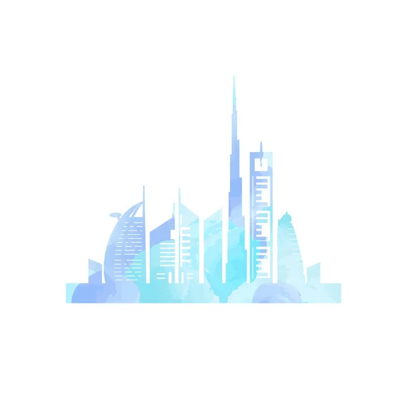 Dubajské panoráma akvarelu — Stockový vektor