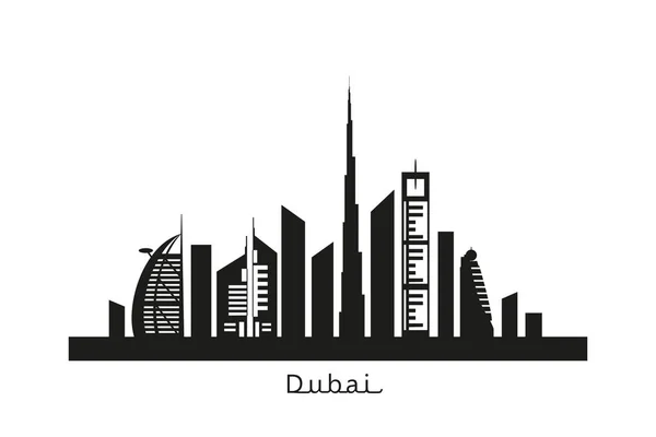 Dubai cityscape siyah siluet — Stok Vektör