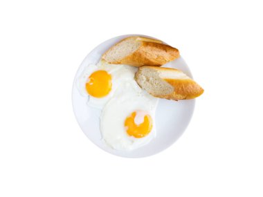 Kızarmış yumurta beyaz levhadanoluşan üst görüntüleme