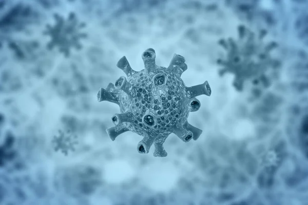 Virüs hücreleri mavi tıbbi arka plan — Stok fotoğraf