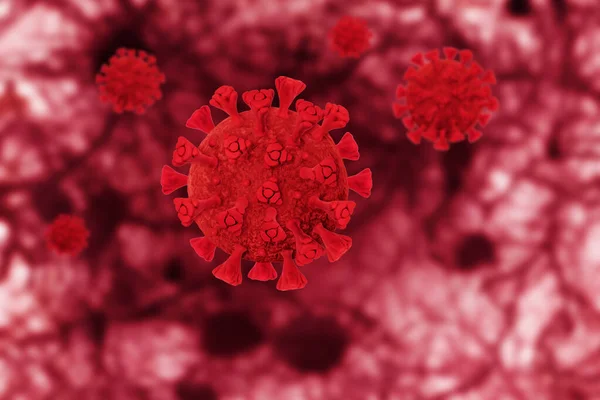 Celulele Coronavirusului Estompat Fundalul Medical — Fotografie, imagine de stoc
