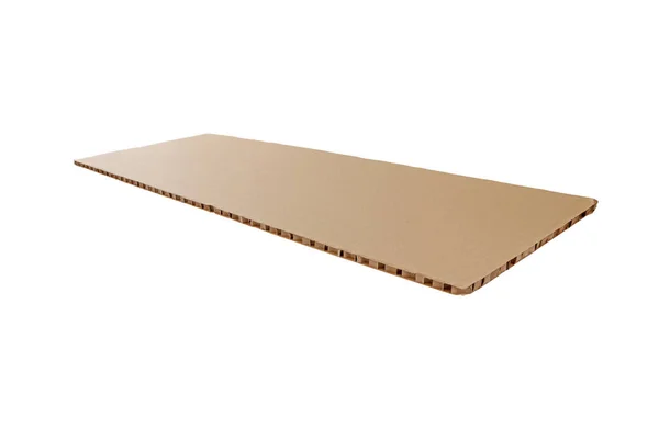 Cardboard honeycomb sandwich panel isolated on white