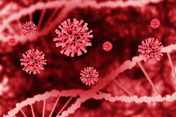 Coronavirus Hücreleri Dna Sarmal Zeminini Bulanıklaştırdı Virüs Tehlikesi Kavramı — Stok fotoğraf