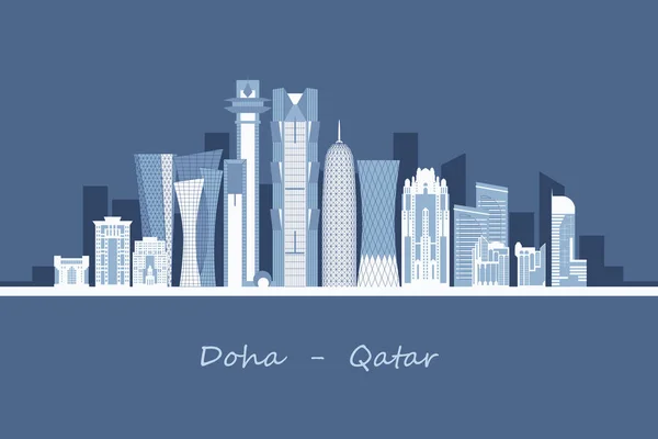 Город Доха Столица Катара — стоковый вектор