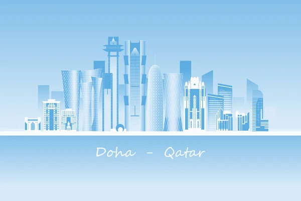 Векторная Иллюстрация Города Доха Столица Катара — стоковый вектор