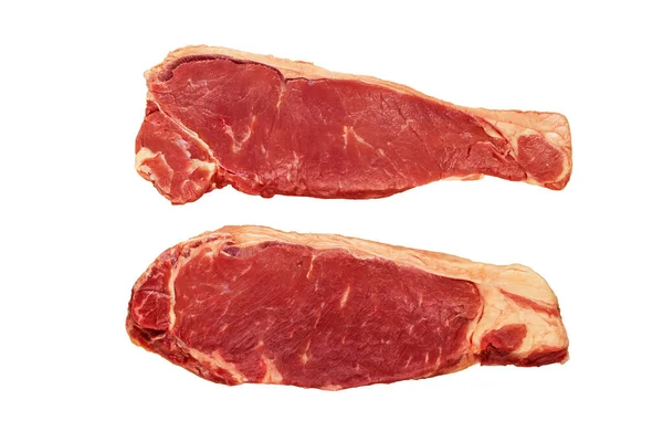 Fatias Filé Carne Isoladas Branco Carne Envelhecida Escura Gado Ano — Fotografia de Stock